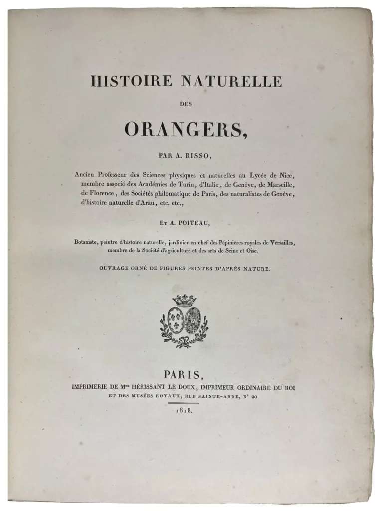 Histoire Naturelle des Orangers-Risso et Poiteau-1ere page